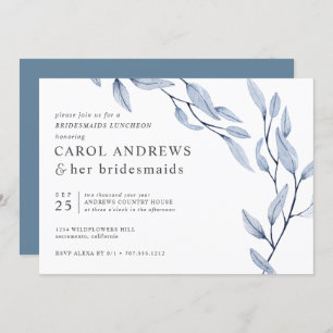 Ethereal Blue Chic Botanical Bridesmaids Luncheon Invitation