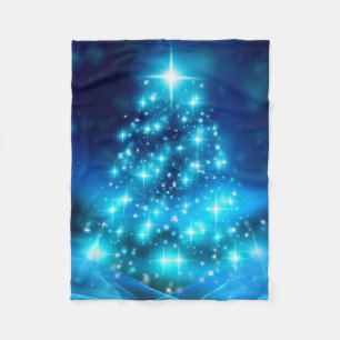 Ethereal Blue Christmas Tree Fleece Blanket