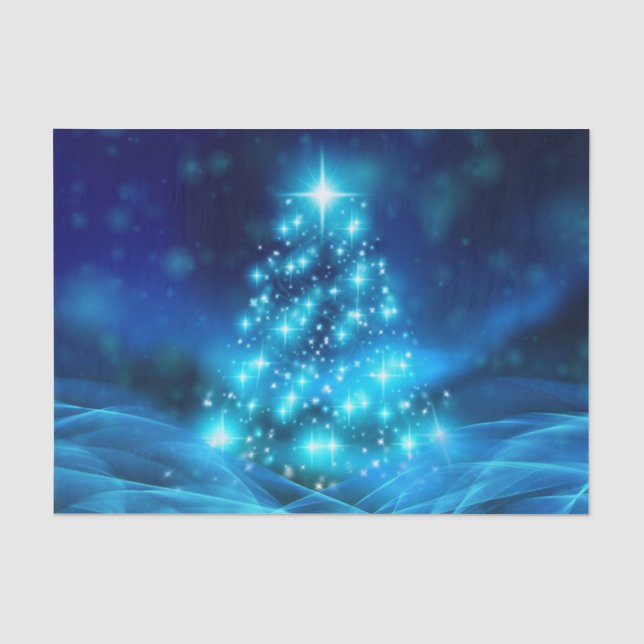 Ethereal Blue Christmas Tree Tissue Paper (Front)