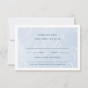 Ethereal Blue Classic Script Watercolor Wedding RSVP Card