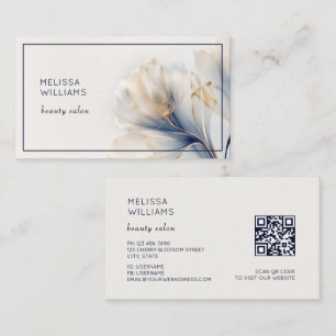 Ethereal Blue Gold Flowers Business Card