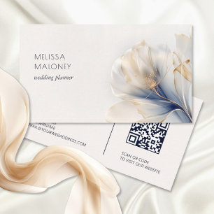 Ethereal Blue Gold  Flowers Business Card
