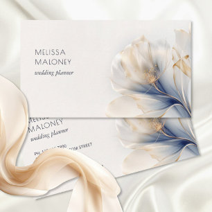 Ethereal Blue Gold Flowers Business Card