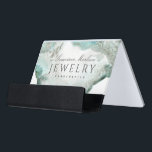Ethereal Blue Green Agate Jewellery Designer Desk Business Card Holder<br><div class="desc">An ethereal smoky blue green agate effect watercolor bleed designer jewellery business card holder, with a modern cursive handwritten script calligraphy font typography. If you need any help please contact me through the "message" link in my shop or the "chat" link on Zazzle. You may change the type style by...</div>