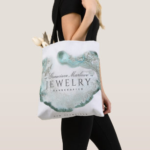 Ethereal Blue Green Agate Jewellery Designer Tote Bag