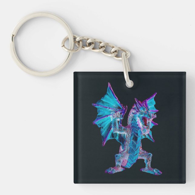 Ethereal Blue Inferno Serpent Arcane Night Visual  Key Ring (Front)