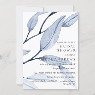 Ethereal Blue Leafy Bridal Shower Wedding Invitation