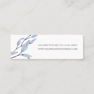 Ethereal Blue   leaves chic  Wedding  Website Mini Business Card