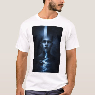 Ethereal Blue Light Surreal Portrait T-Shirt
