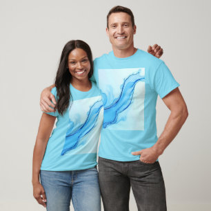 Ethereal Blue Liquid Art Swirls T-Shirt