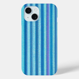 Ethereal Blue & Purple Vertical Texture Pattern iPhone 15 Case