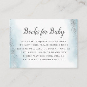 Ethereal Blue Silver Baby Shower Book Request Enclosure Card