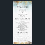 Ethereal Blue Watercolor and Gold Wedding Ceremony Programme<br><div class="desc">Elegant and ethereal wedding program featuring blue watercolor painting with faux gold glitter. The program lists the ceremony program,  thank you message,  and the wedding party members.</div>