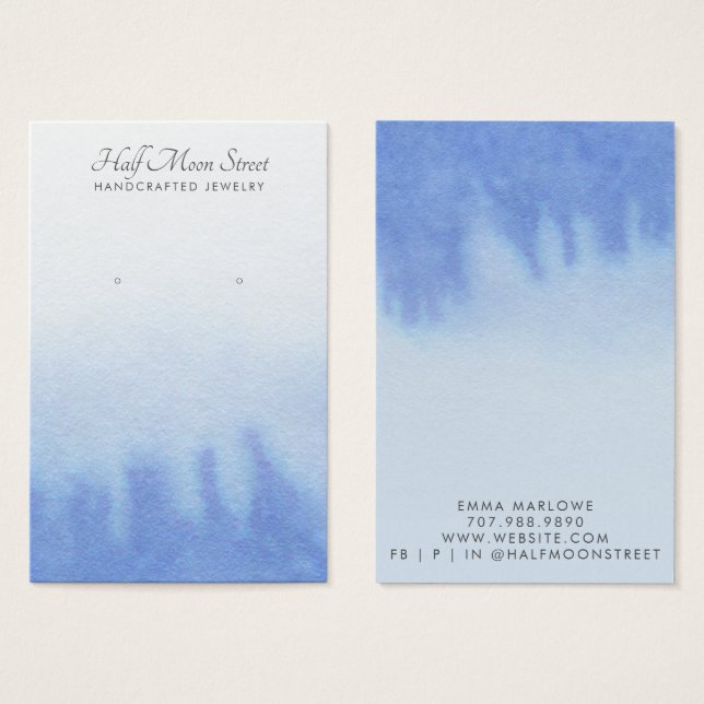 Ethereal Blue Watercolor Earring Jewellery Display (Front & Back)