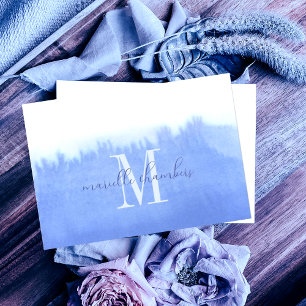 Ethereal Blue Watercolor Monogram Card