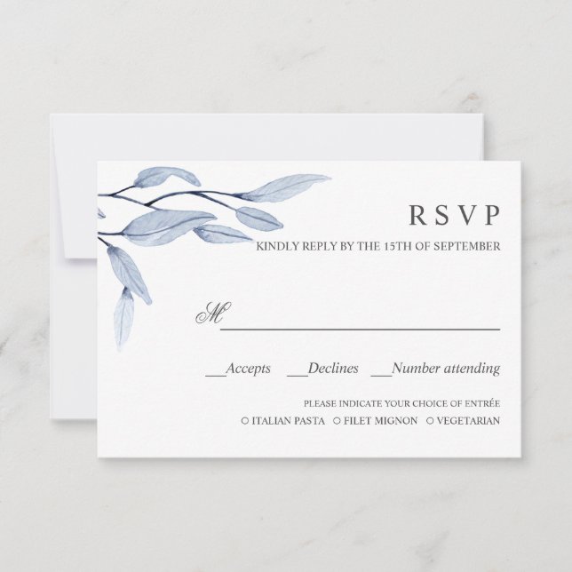 Ethereal Blue | WEDDING RSVP MEAL CHOICE (Front)