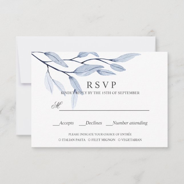 Ethereal Blue | WEDDING RSVP MEAL CHOICE (Front)