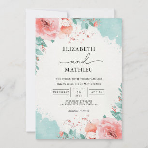 Ethereal Blush Bloom Watercolor Wedding Invitation