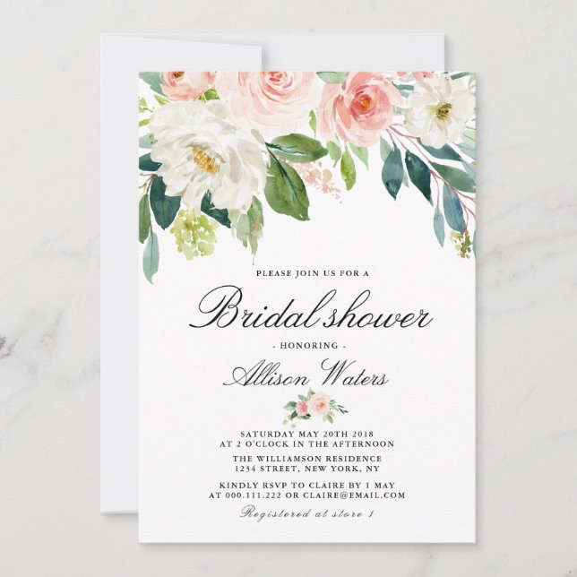 ethereal blush Bridal shower invitation card (Front)