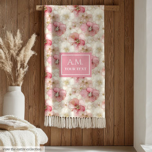 Ethereal Blush & Gold Elegant Custom Name Blanket