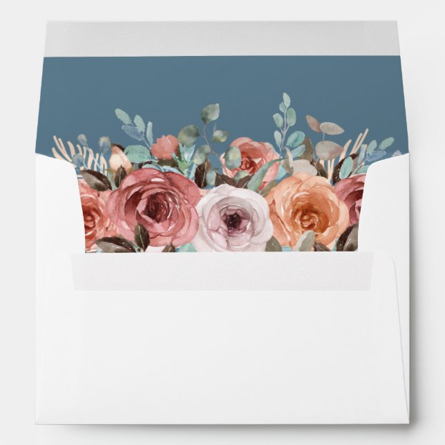 Ethereal Blush Peach Floral and Misty Blue Envelope (Back (Bottom))