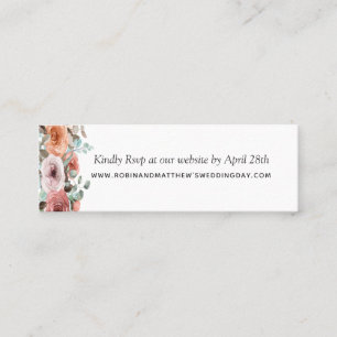 Ethereal Blush Peach Floral Website Rsvp Mini Business Card