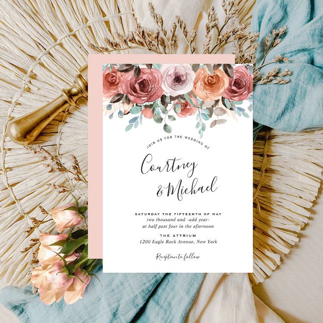 Ethereal Blush Peach, Romantic Floral Wedding Invitation (Creator Uploaded)