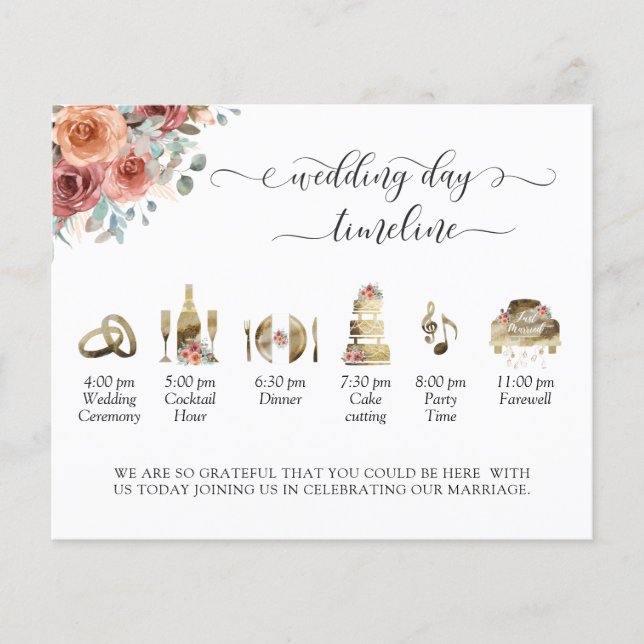 Ethereal Blush Peach Wedding Timeline and Program (Front)