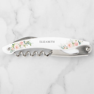 Ethereal Blush Pink Roses Bridal Shower Corkscrew