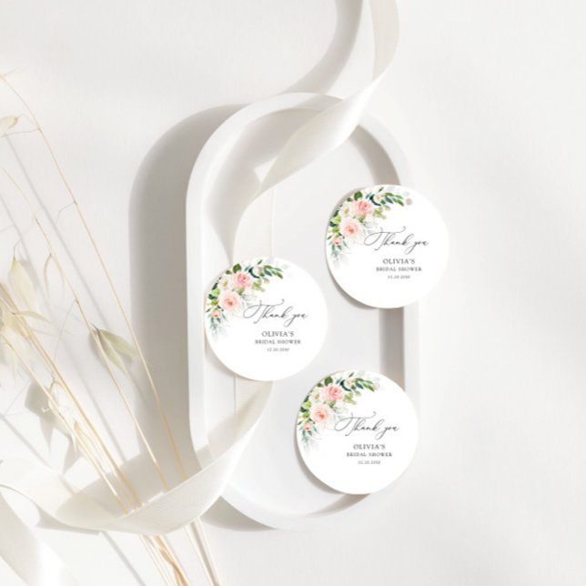 Ethereal Blush Pink Roses Bridal Shower Gift Tag (Creator Uploaded)