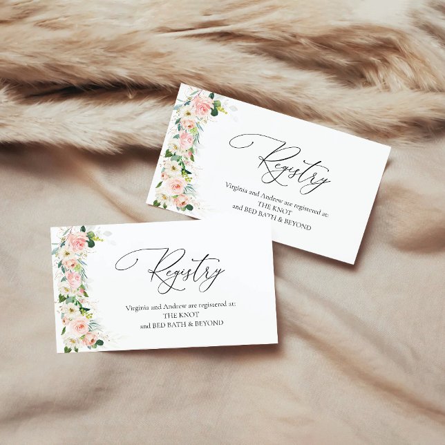 Ethereal Blush Pink Roses Bridal Shower Registry  Enclosure Card (Creator Uploaded)