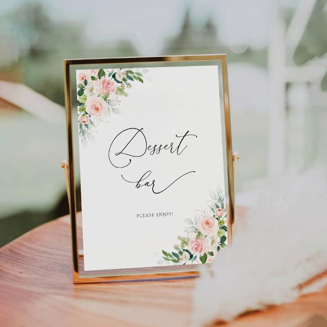 Ethereal Blush Pink Roses Dessert Bar Sign (Creator Uploaded)