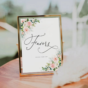 Ethereal Blush Pink Roses Favours Sign