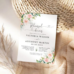Ethereal Blush Pink Roses Rehearsal Dinner Invitation