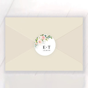 Ethereal Blush Pink Roses Wedding Classic Round Sticker