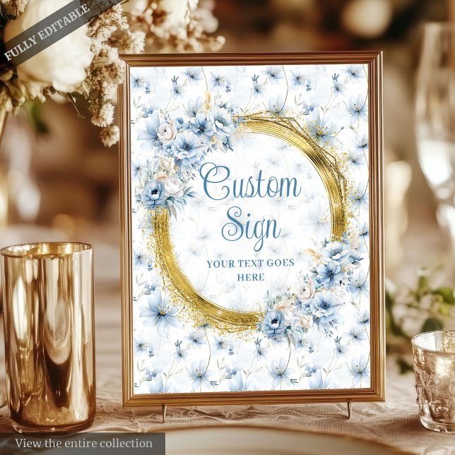 Ethereal Bohemian Pastel Blue Gold Wedding Sign (Ethereal Bohemian Pastel Blue Gold Wedding Sign)