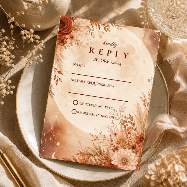 Ethereal Boho Autumn Wedding RSVP Card (Creator Uploaded)