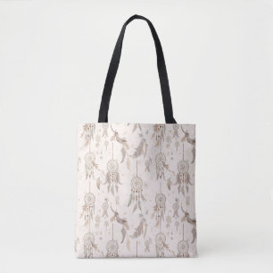 Ethereal Boho Dream Catcher Feathers Celestial Tote Bag