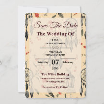 Ethereal Boho Feather Wildflower Wedding Motif