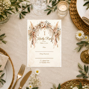 Ethereal Boho Pampas Wedding RSVP Card