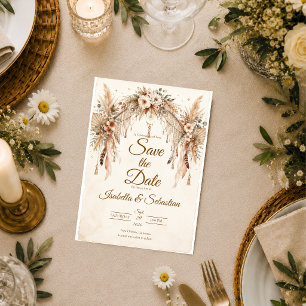 Ethereal Boho Pampas Wedding Save The Date