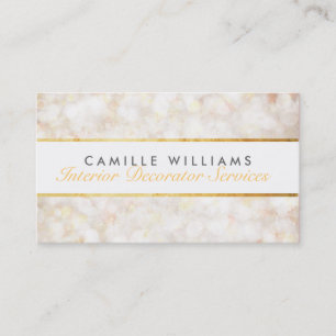 ETHEREAL BOKEH pattern elegant gold strip cream Business Card