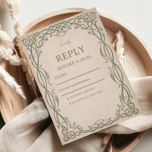 Ethereal Botanical Artwork Celtic RSVP Card (Creator Uploaded)