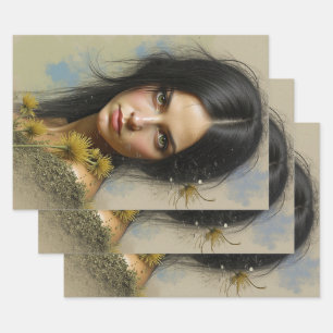 Ethereal Botanical Woman Wrapping Paper Sheets