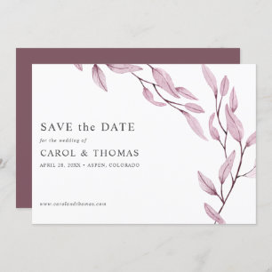Ethereal Burgundy chic botanical save the date Invitation
