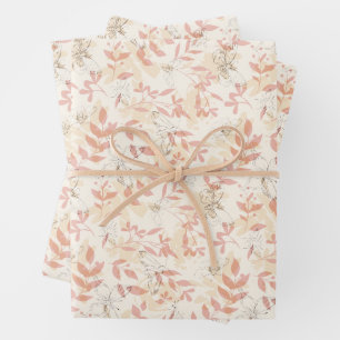 Ethereal Butterfly & Botanical Leaf Pattern Wrapping Paper Sheet
