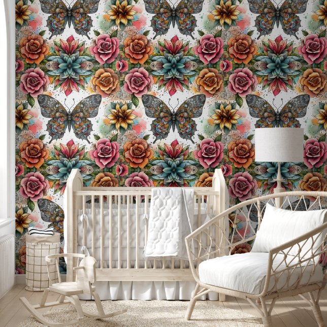 Ethereal Butterfly & Floral Harmony Wallpaper (Kids)