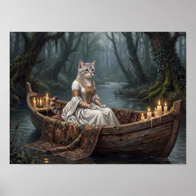 Ethereal Cat in Boat Poster (Front)