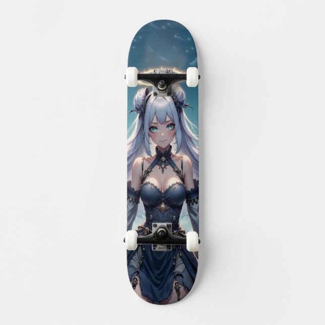 Ethereal Celestial Angel Anime Girl Skateboard (Front)