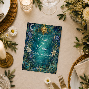 Ethereal Celestial Art Nouveau Wedding Save The Date